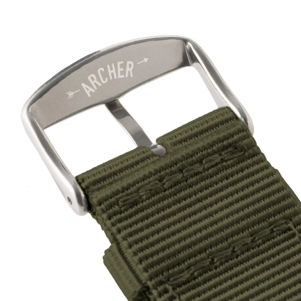 Archer Watch Straps - Cinturini in Nylon Premium a Sgancio Rapido (Verde Oliva, 20mm) - immagine 7
