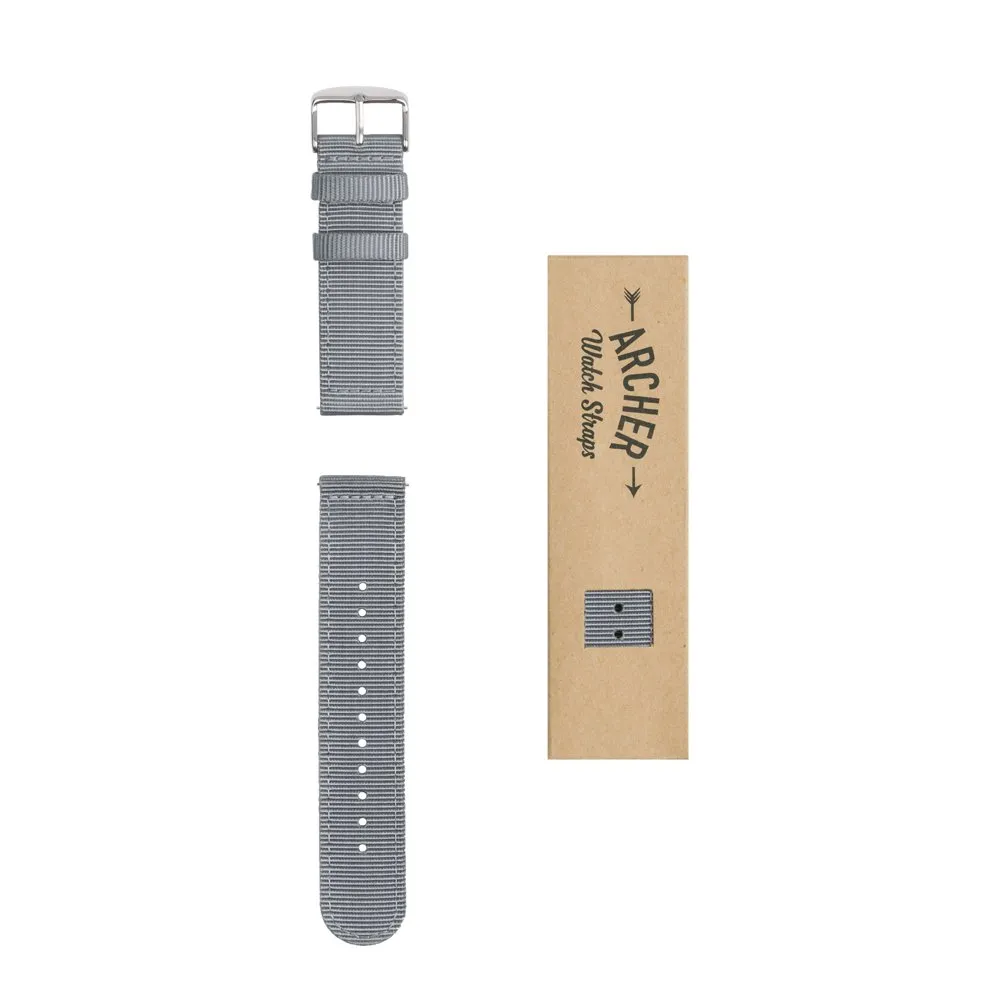 Archer Watch Straps - Cinturini in Nylon Premium a Sgancio Rapido (Grigio, 22mm) - immagine 8