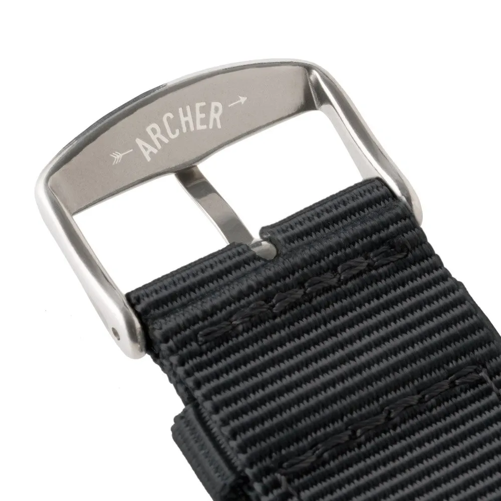 Archer Watch Straps - Cinturini in Nylon Premium a Sgancio Rapido (Nero, 20mm) - immagine 5