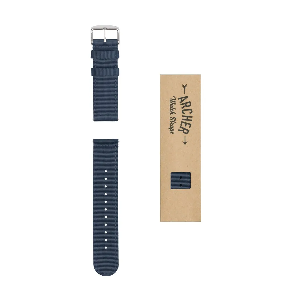 Archer Watch Straps - Cinturini in Nylon Premium a Sgancio Rapido (Blu Navy, 18mm) - immagine 7