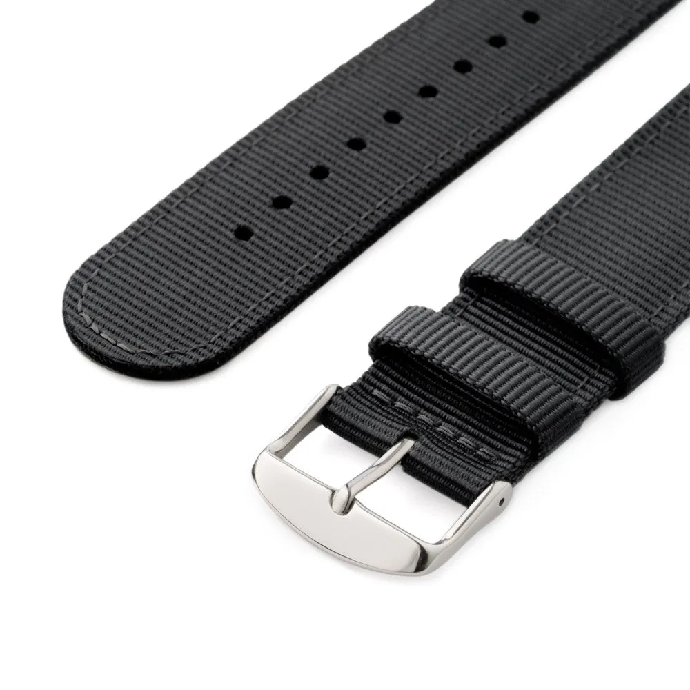 Archer Watch Straps - Cinturini in Nylon Premium a Sgancio Rapido (Nero, 22mm) - immagine 2