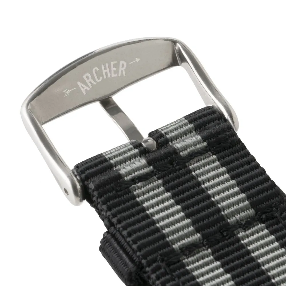 Archer Watch Straps - Cinturini in Nylon Premium a Sgancio Rapido (Nero e Grigio, 22mm) - immagine 5