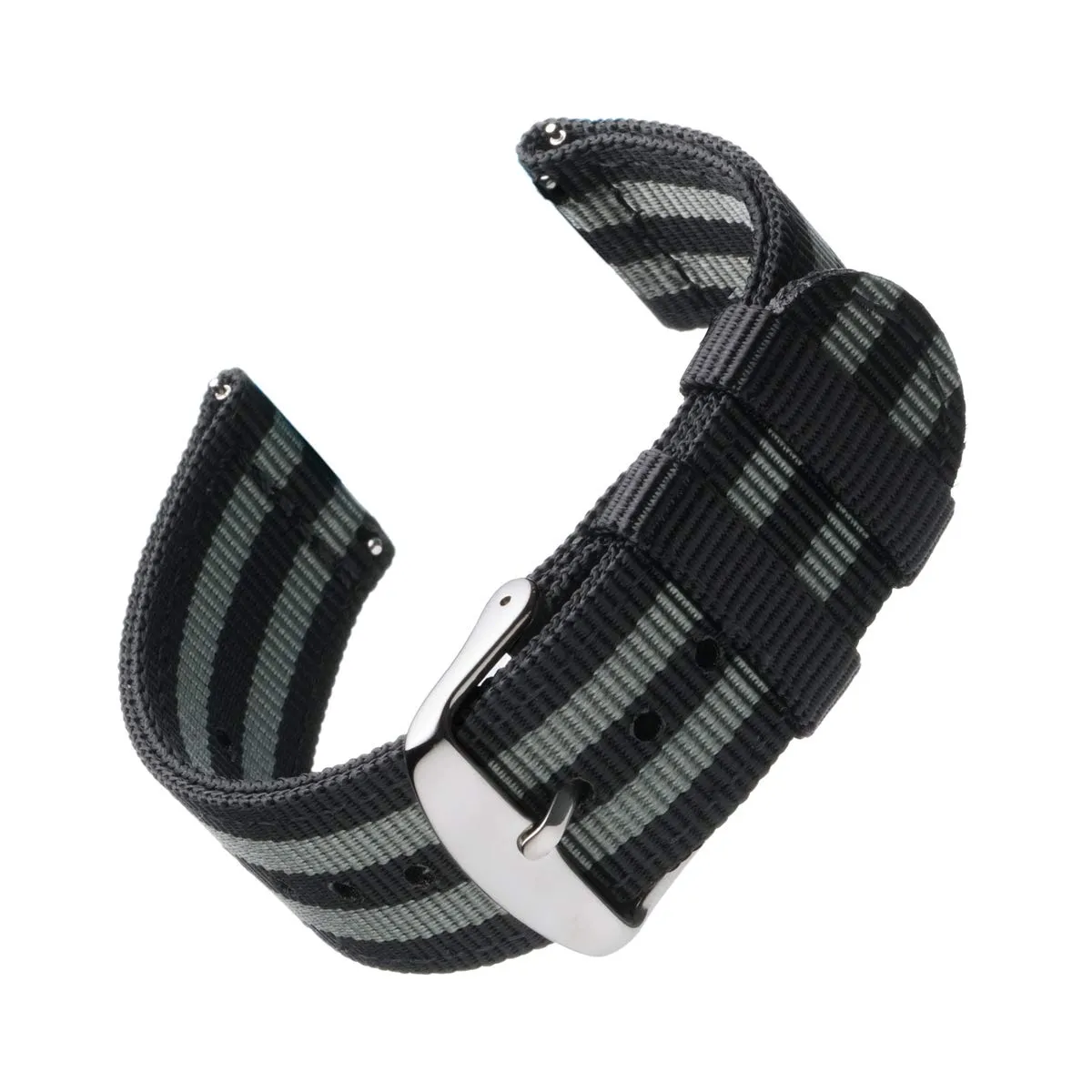 Archer Watch Straps - Cinturini in Nylon Premium a Sgancio Rapido (Nero e Grigio, 20mm) - immagine 1