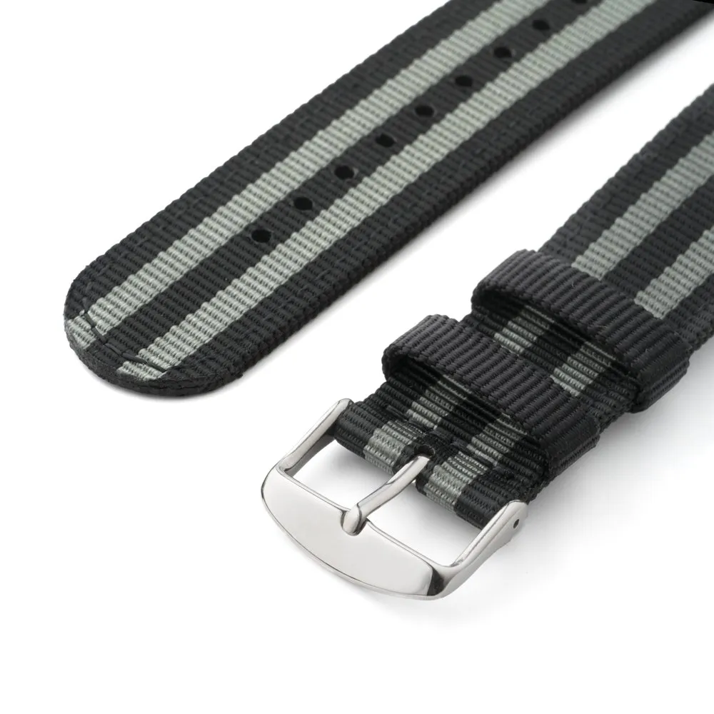 Archer Watch Straps - Cinturini in Nylon Premium a Sgancio Rapido (Nero e Grigio, 20mm) - immagine 2