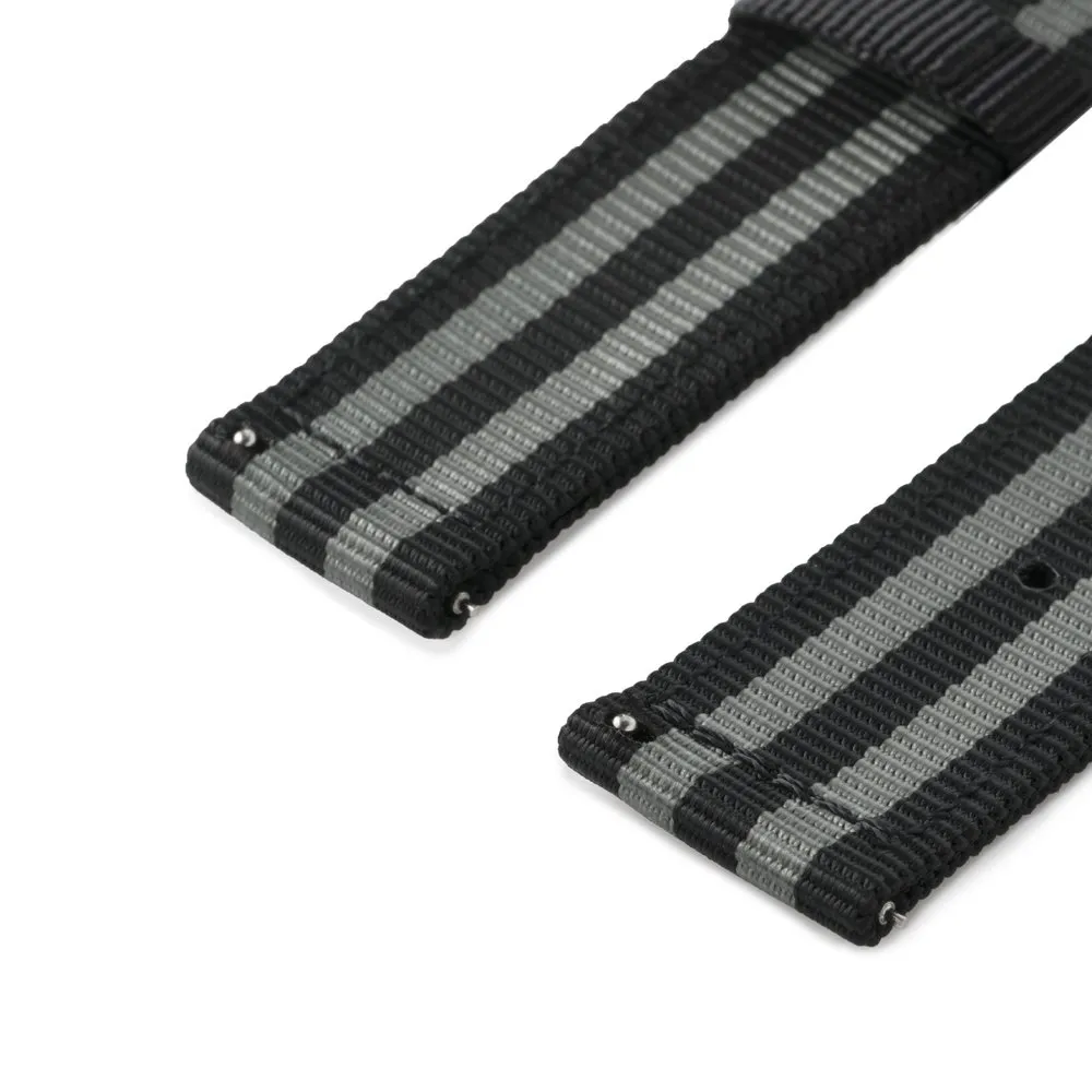 Archer Watch Straps - Cinturini in Nylon Premium a Sgancio Rapido (Nero e Grigio, 20mm) - immagine 4