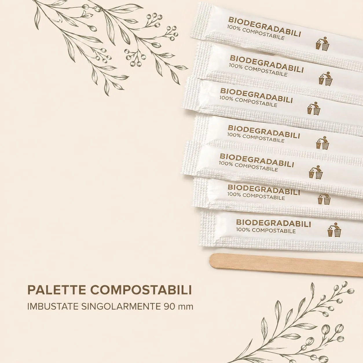 marketcaffe Palettine per Caffè in Legno, Biodegradabili e Compostabili, Confezionate Singolarmente, 1000 Pezzi - immagine 6