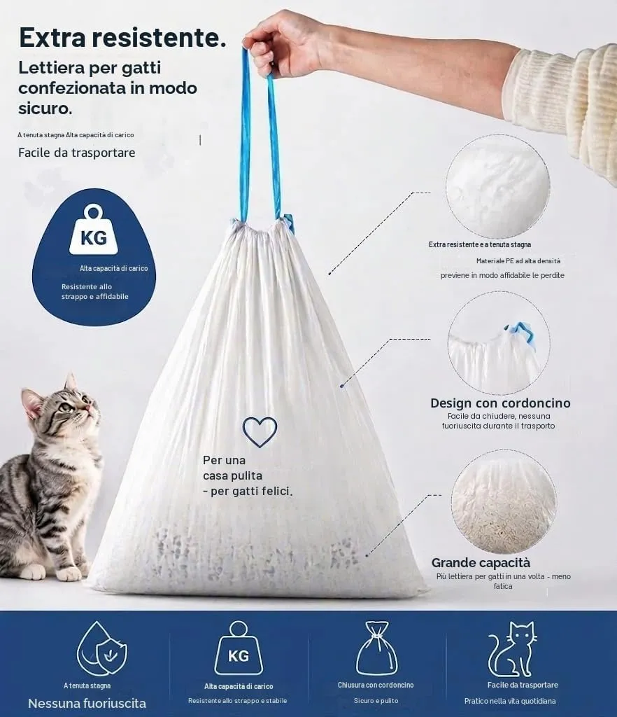 RMAN Sacchetti Lettiera Gatto per Lettiera Autopulente, 550 x 300 mm, 90 unità - immagine 4