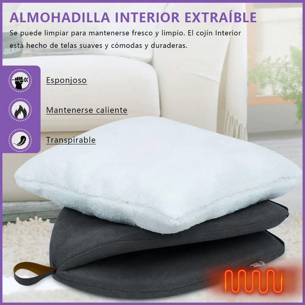 Voarge Letto per gatto morbido pile caldo, letti per gatto, nido con cuscino interno estraibile e lavabile, grigio, Large - immagine 3