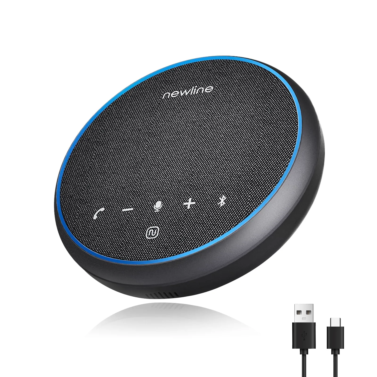 NewPie Altoparlante per Conferenze con Microfono Bluetooth e USB, Cancellazione del Rumore, Ripresa Vocale a 360°, Compatibile con Zoom, Teams, Skype - immagine 1