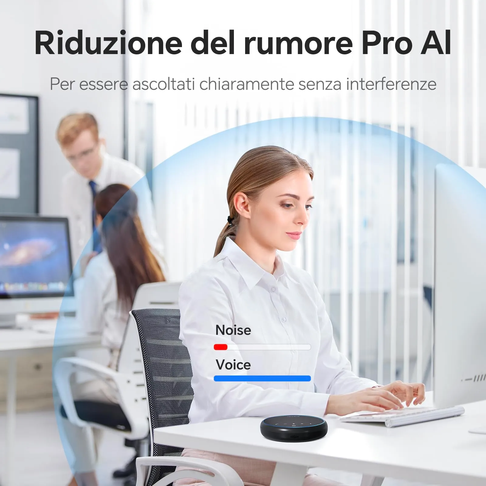 NewPie Altoparlante per Conferenze con Microfono Bluetooth e USB, Cancellazione del Rumore, Ripresa Vocale a 360°, Compatibile con Zoom, Teams, Skype - immagine 3
