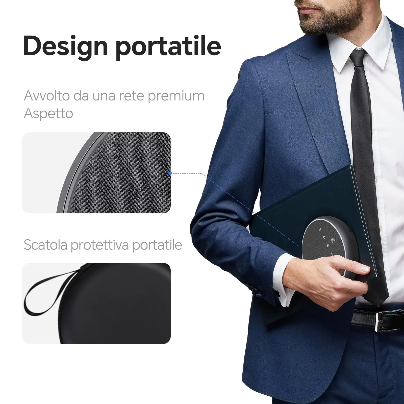 NewPie Altoparlante per Conferenze con Microfono Bluetooth e USB, Cancellazione del Rumore, Ripresa Vocale a 360°, Compatibile con Zoom, Teams, Skype - immagine 7