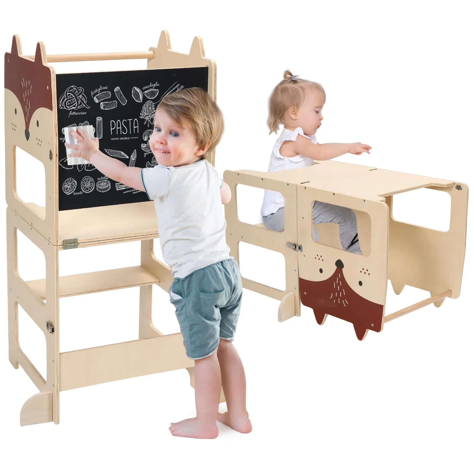 labebe Montessori Lernturm 3 in 1 Faltbar für Kinder - immagine 1