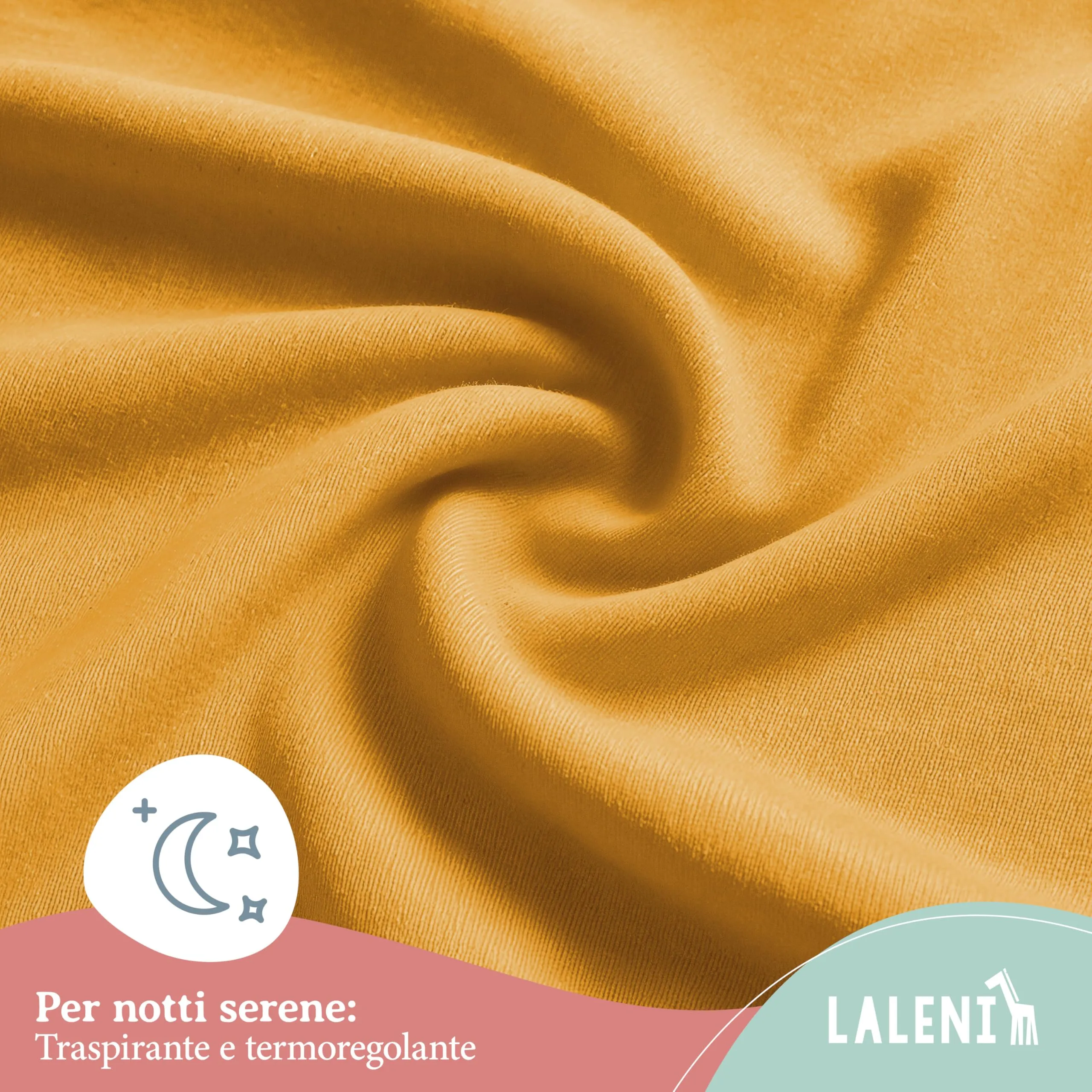 Laleni Lenzuolo Jersey per Babybay 50x89 cm, 100% Cotone, Senape - immagine 5
