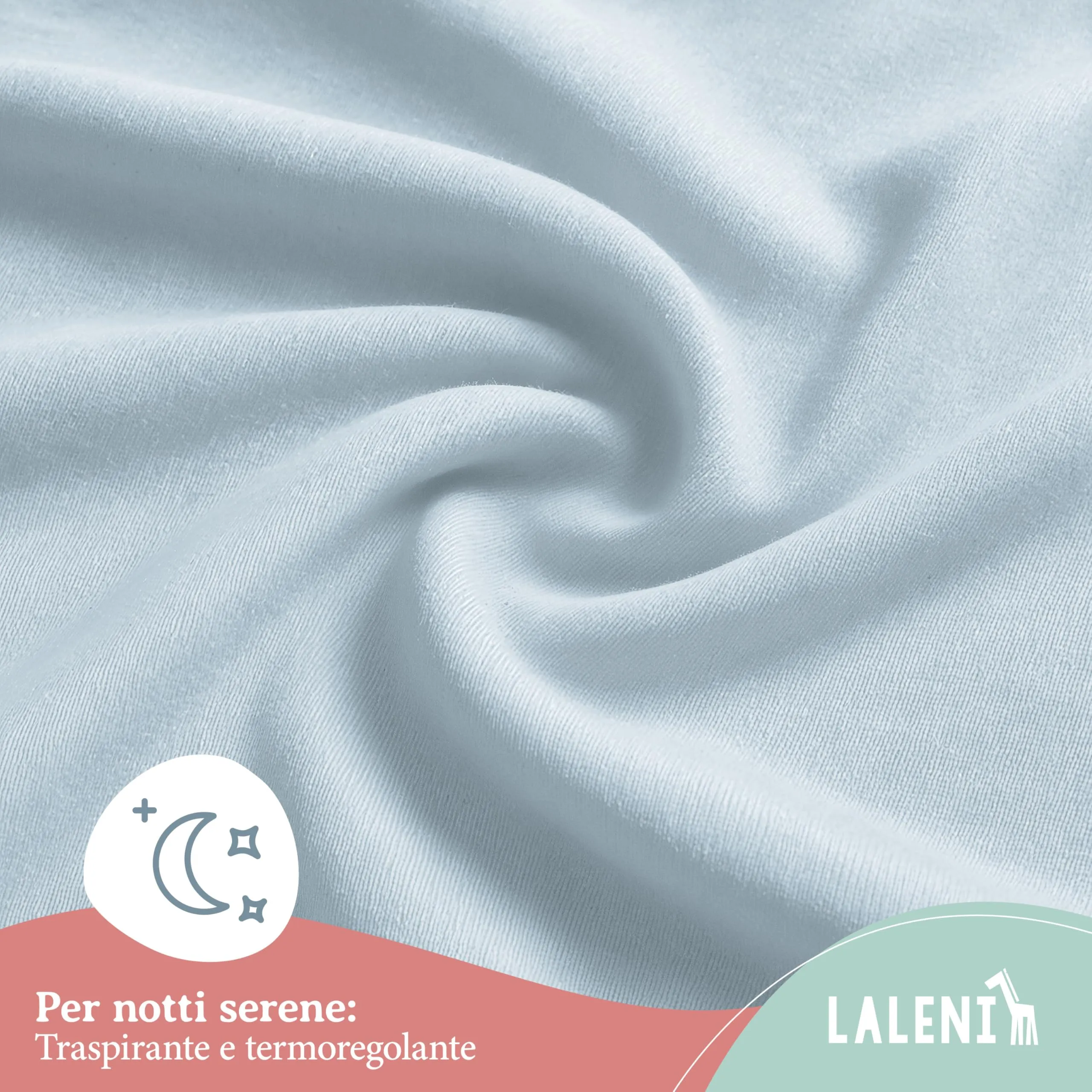 Laleni Lenzuolo Jersey per Babybay 50x89 cm, 100% Cotone, Azzurro, 2 Pezzi - immagine 5