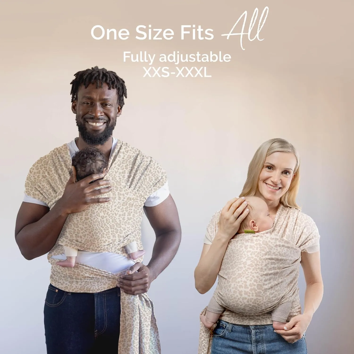 Boba Fascia Porta Bebè Elastica, Cotone, Neonato, Leopardo Sabbia - immagine 2