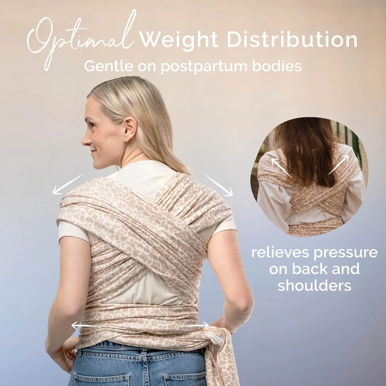 Boba Fascia Porta Bebè Elastica, Cotone, Neonato, Leopardo Sabbia - immagine 6