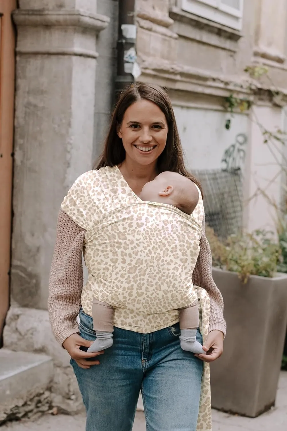 Boba Fascia Porta Bebè Elastica, Cotone, Neonato, Leopardo Sabbia - immagine 8