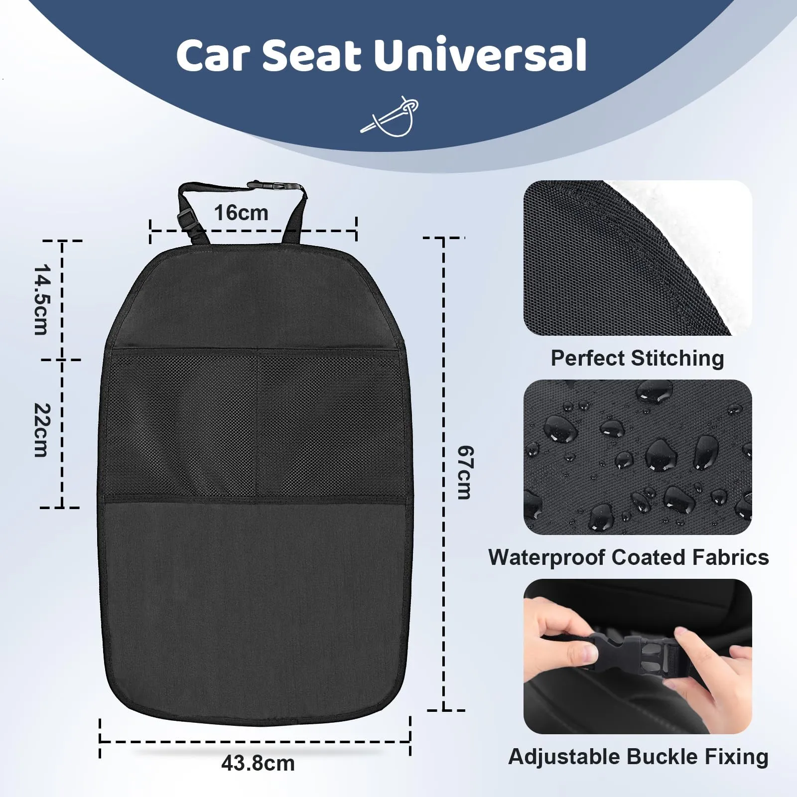 AiQInu Organizer Sedile Auto Impermeabile e Antisporco, 2 Pezzi, Nero - immagine 3