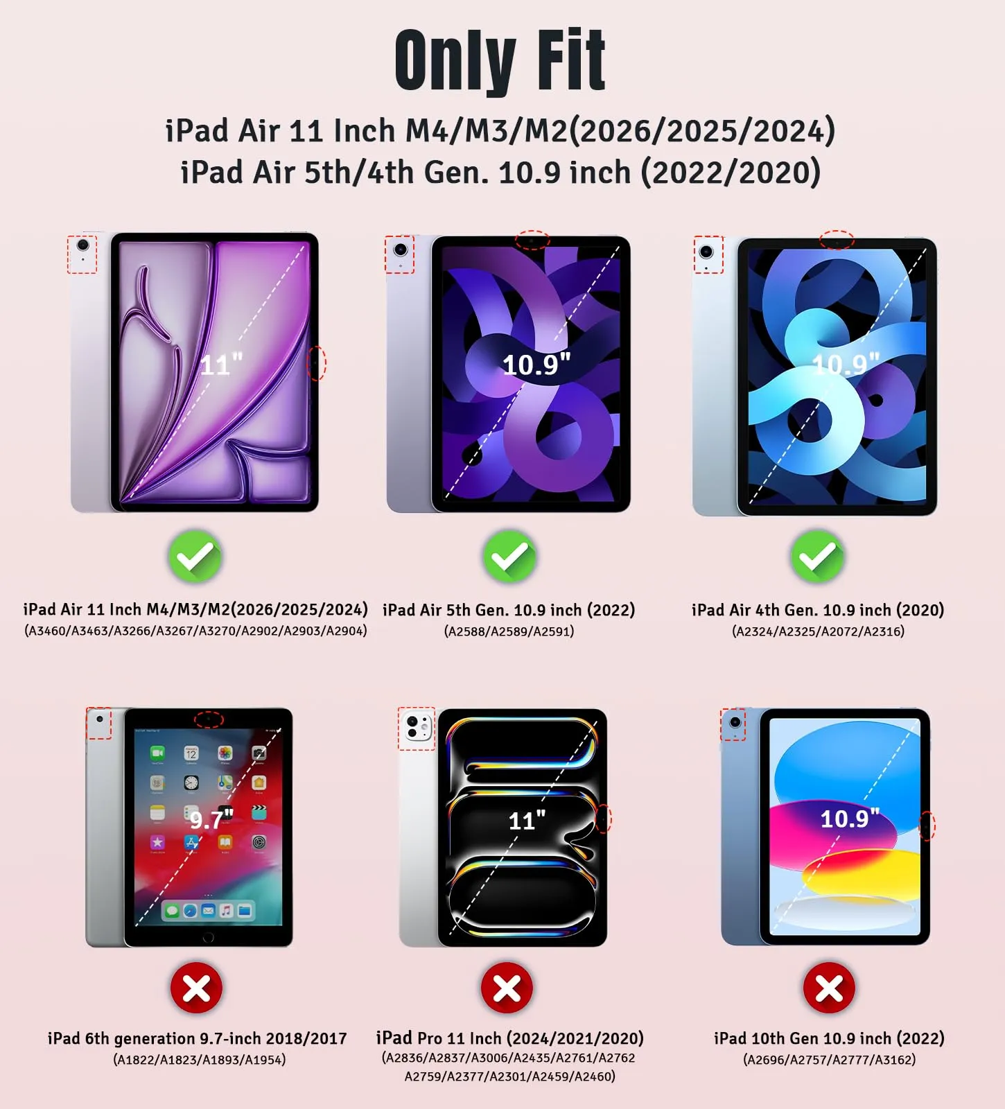 TiMOVO Cover per iPad Air 11" M4/M3/M2, Air 5a/4a Gen 10,9", Fiore Rosa - immagine 2