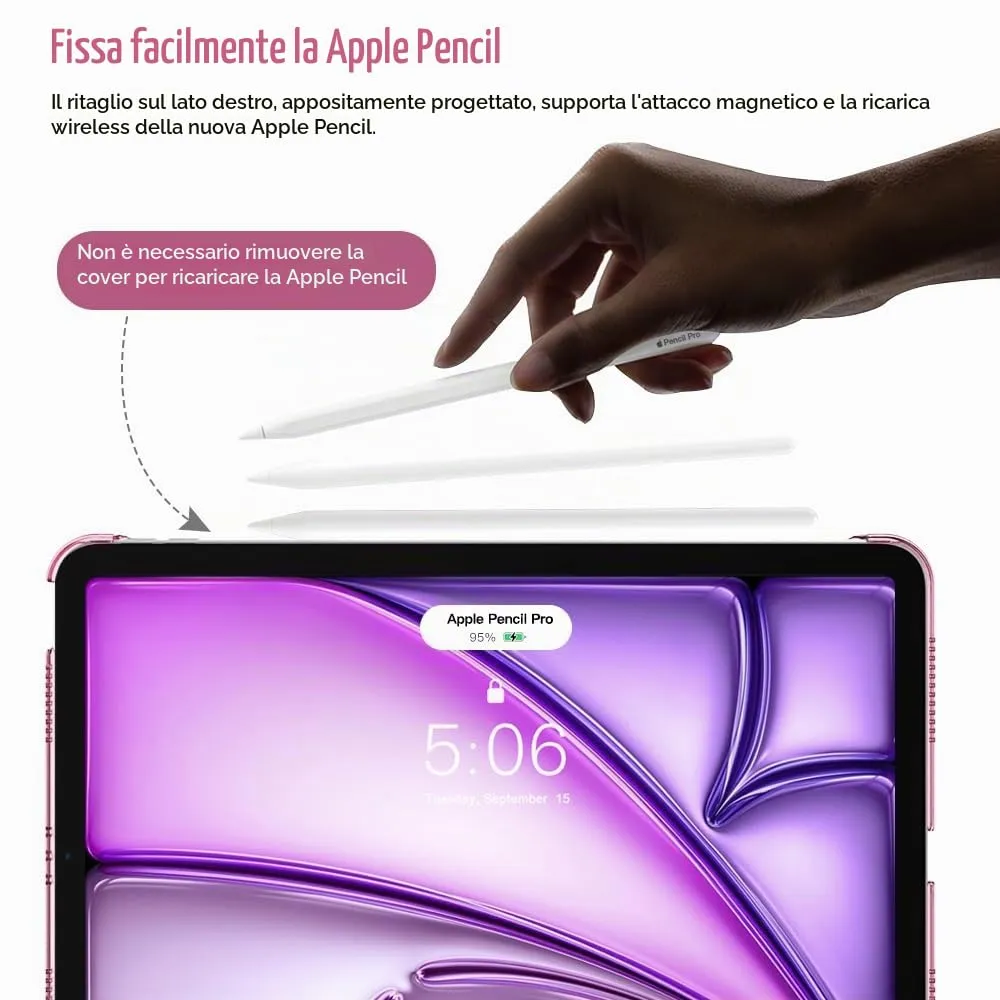 TiMOVO Cover per iPad Air 11" M4/M3/M2, Air 5a/4a Gen 10,9", Fiore Rosa - immagine 3