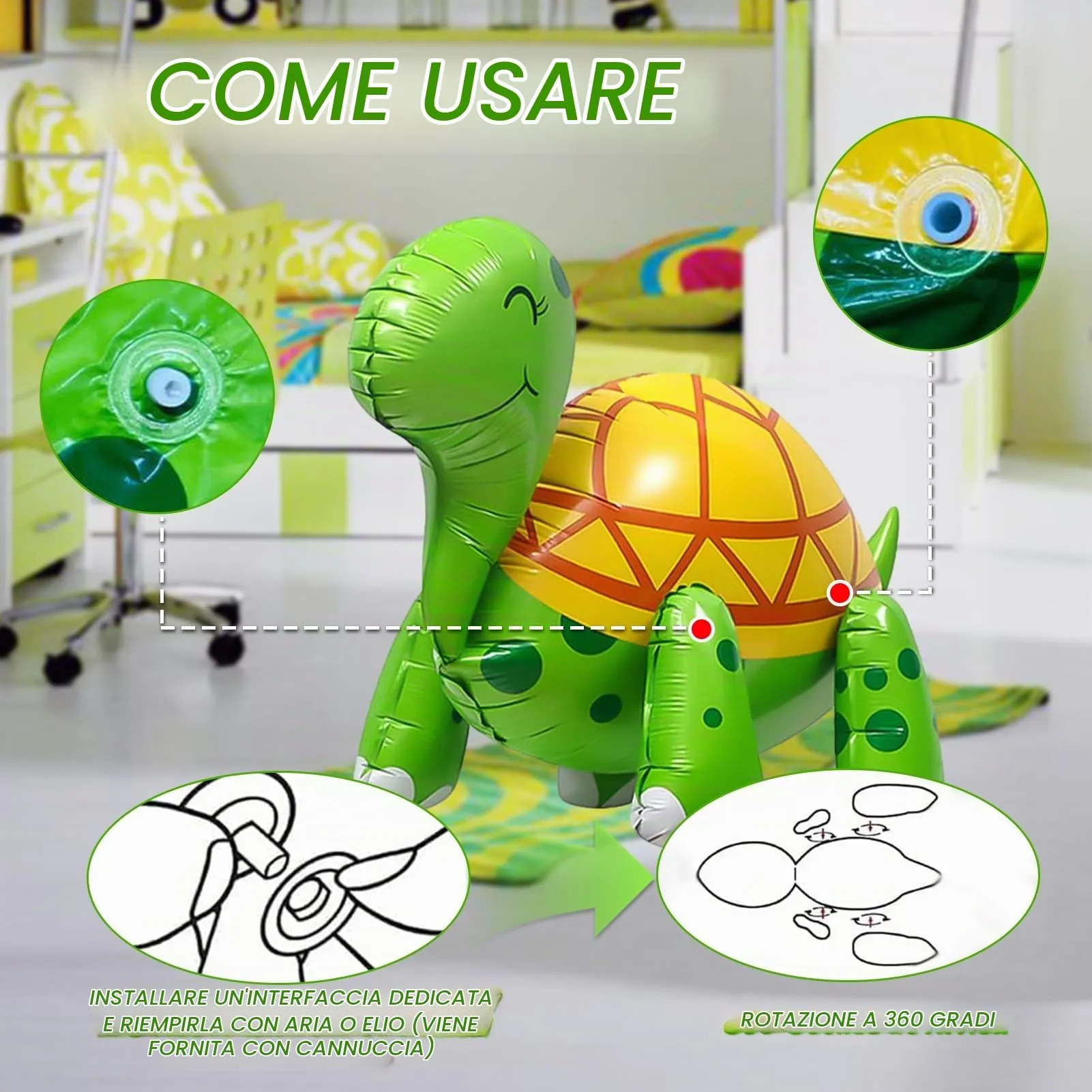 Huahuanghui Palloncino Tartaruga in Alluminio 3D XXL - immagine 3