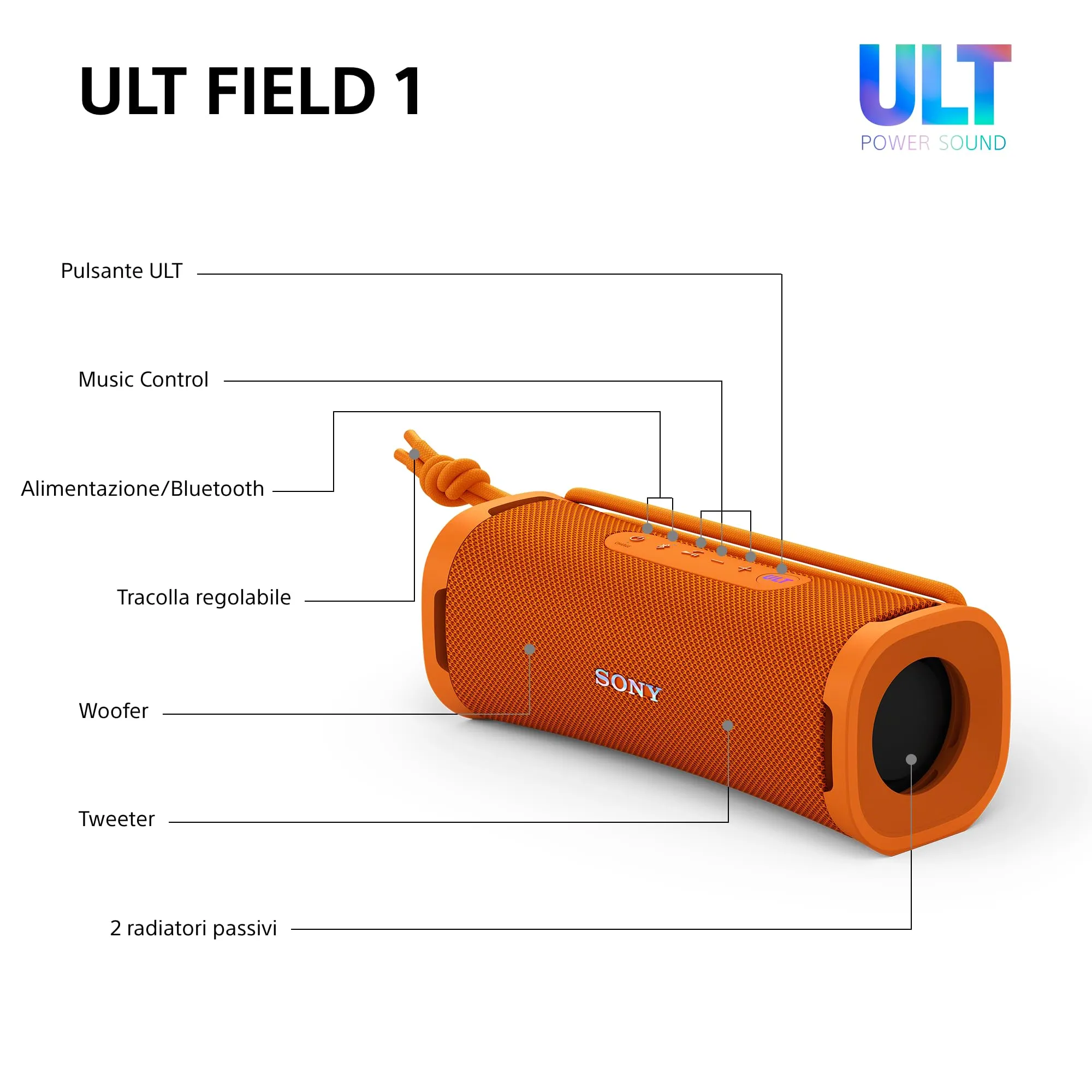 Sony ULT FIELD 1 Speaker Portatile Wireless Bluetooth IP67 - Arancio - immagine 8