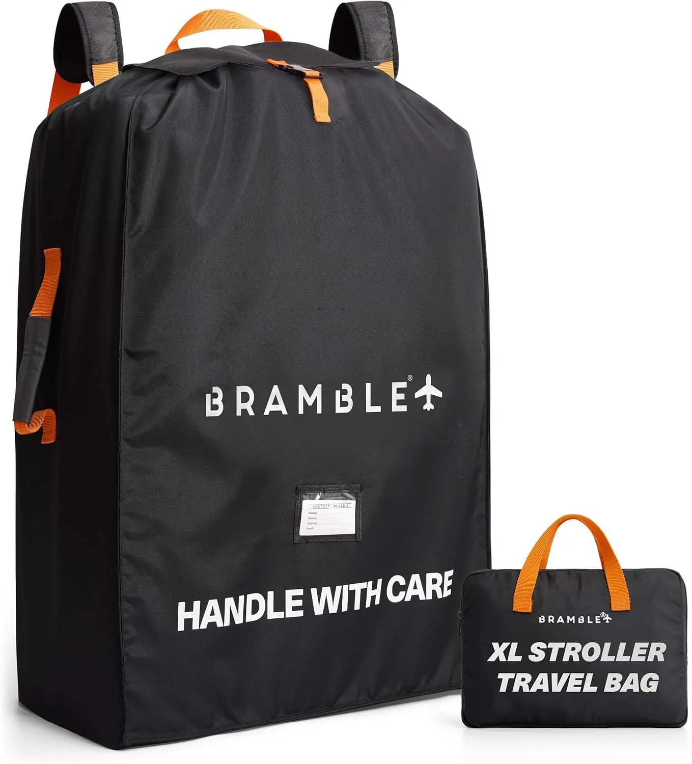 Bramble Borsa da Trasporto Passeggino Gemellare XL per Aereo Gate Check, Nylon Balistico Idrorepellente, 100 x 65 x 40 cm (Nero) - immagine 1