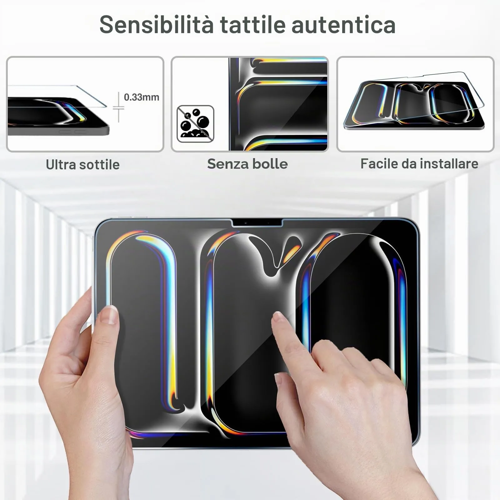 ProCase Pellicola iPad Pro 13 Pollici M5 2025/M4 2024, Vetro Temperato per iPad Pro 13", Durezza 9H, Ultra Trasparente -2 Pezzi - immagine 4