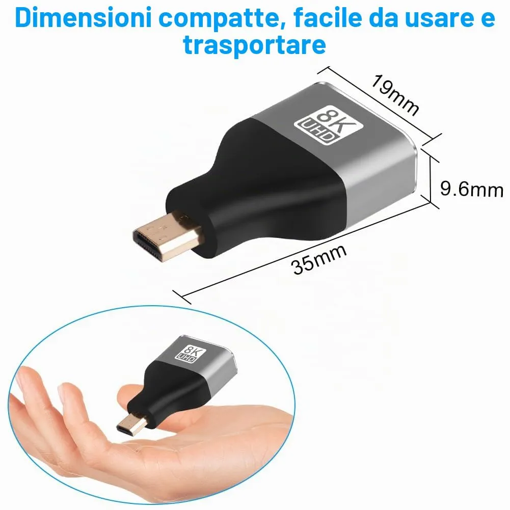 AXFEE 2 Adattatori da Micro a HDMI 8K a 60Hz, Accoppiatore HDMI per 8K/4K - immagine 3