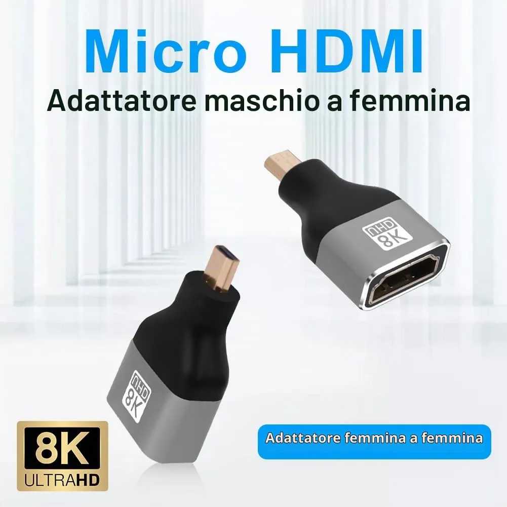AXFEE 2 Adattatori da Micro a HDMI 8K a 60Hz, Accoppiatore HDMI per 8K/4K - immagine 7
