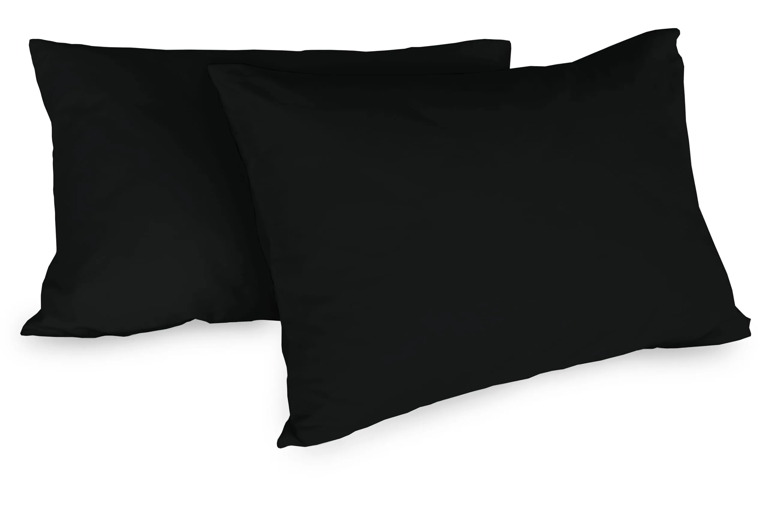 Zer0bed, Coppia Di Federe In Cotone 52x80 CM, Nero, Set Di 2, Tinta Unita, 100% Cotone, Cuscino Letto, Chiusura A Busta - immagine 1