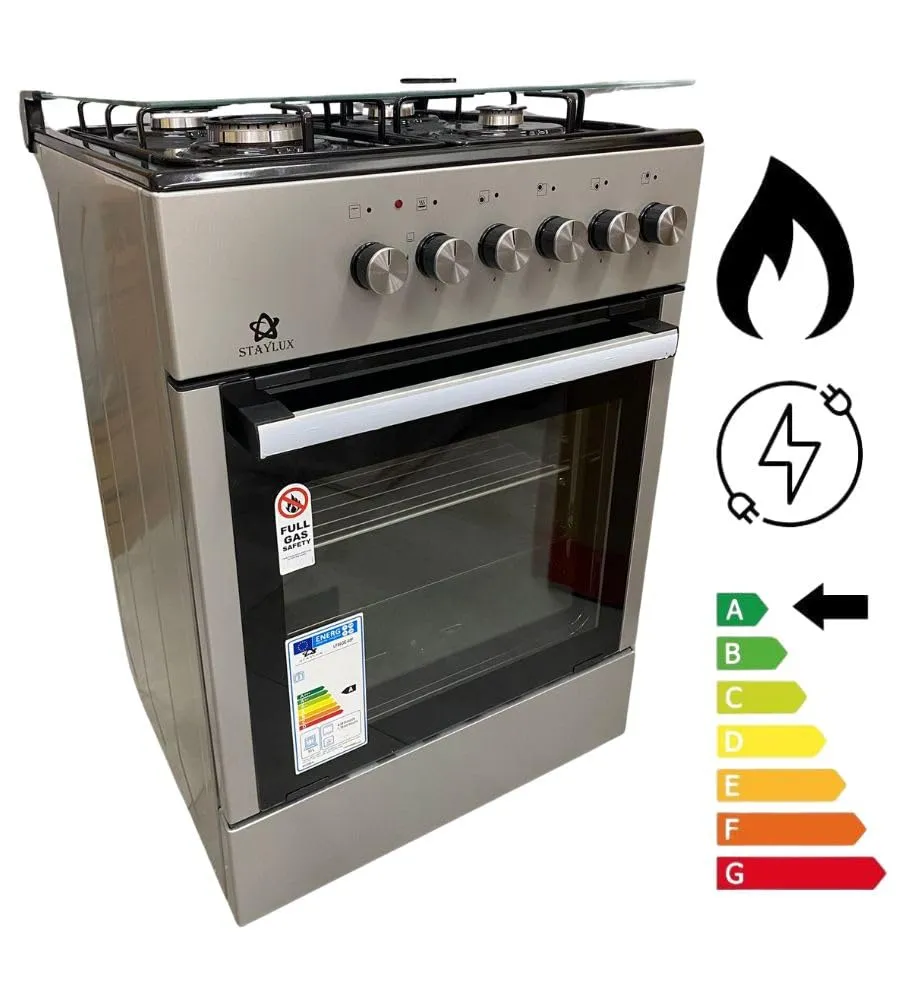 Staylux Cucina a Gas con Forno e Piano Cottura 4 Fuochi 60 x 60 cm Grigio LF66GE-40F - immagine 2