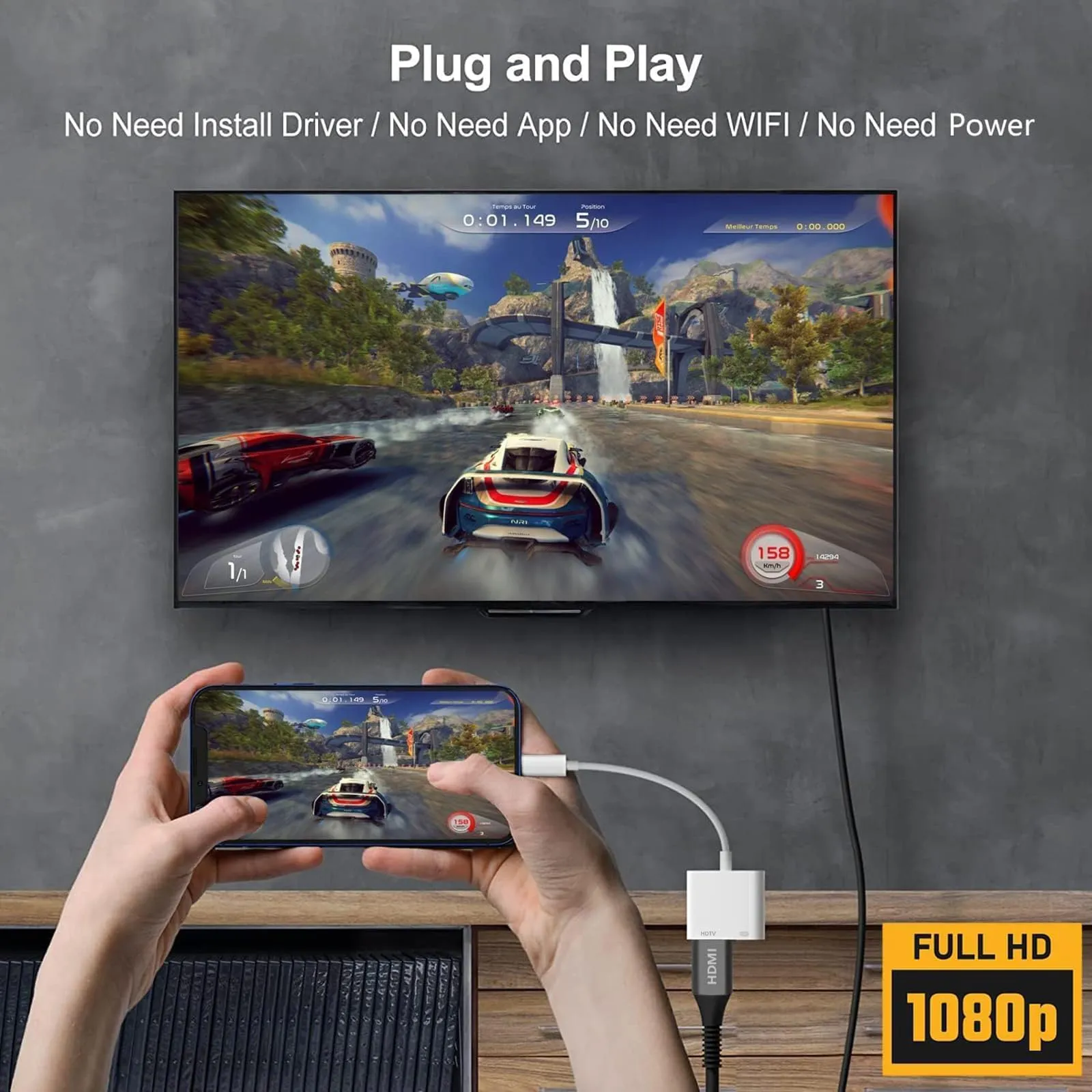 Aplimln Adattatore HDMI Lightning Digital AV 1080P per iPhone 14/13/12/11/8/7/XR - immagine 3
