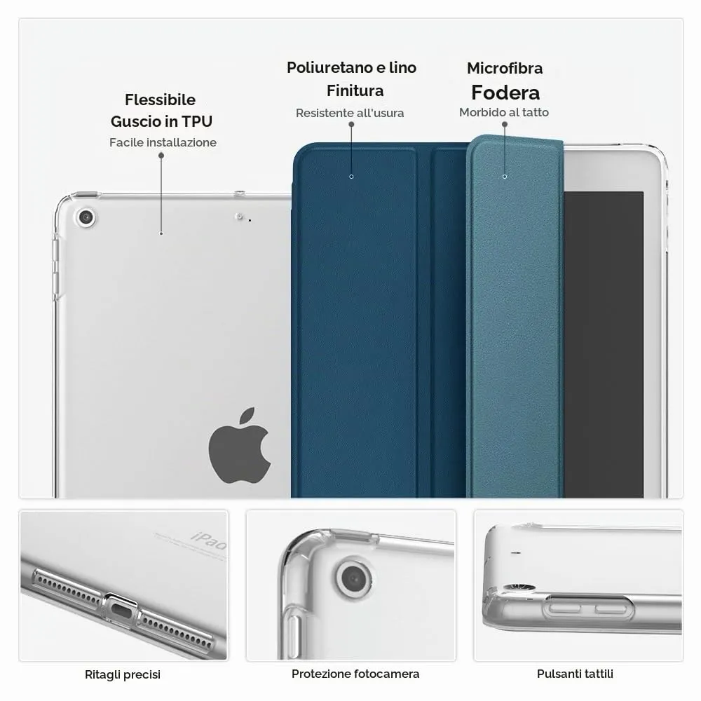 MoKo Cover per iPad 9a/8a/7a Gen 10,2" 2021/2020/2019, Blu Cobalto - immagine 4