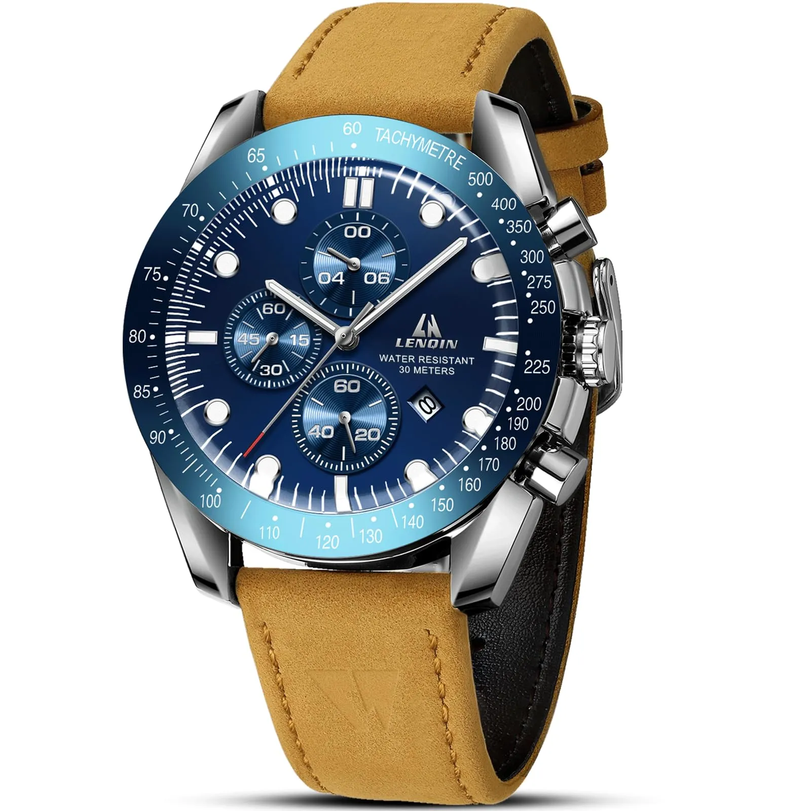 LN LENQIN Orologio Uomo Analogico al Quarzo con Cinturino in Pelle - immagine 1