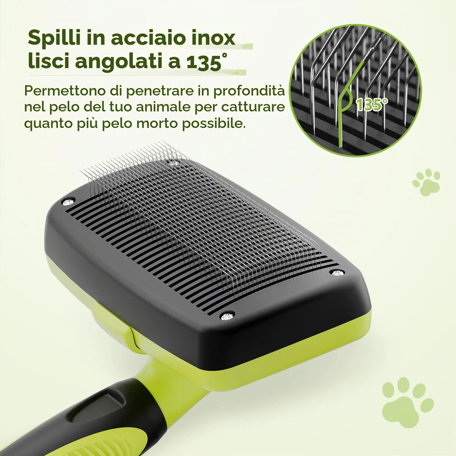 Pecute Spazzola per Cani, Denti Lisci in Acciaio Inossidabile - immagine 3