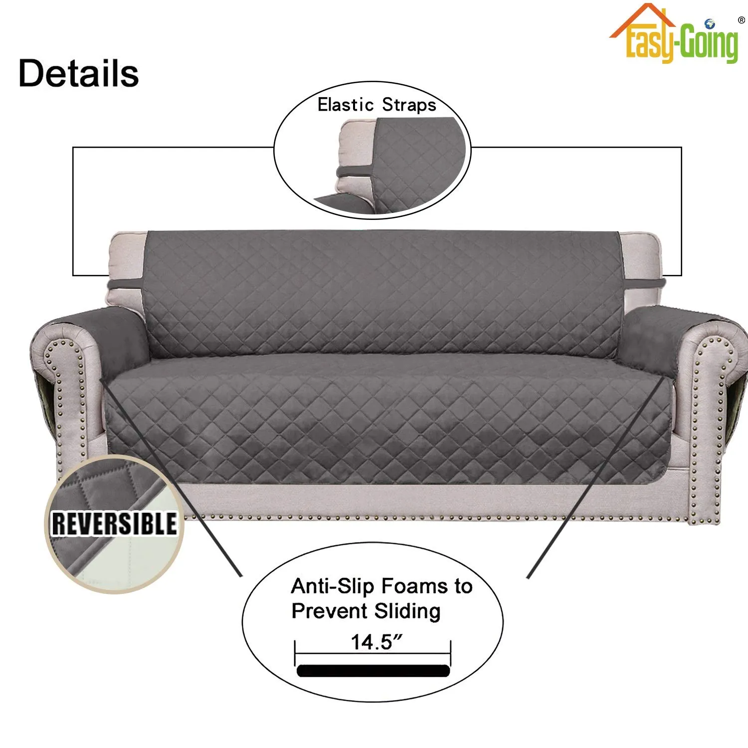 Easy-Going Copridivano reversibile, divano a 4 posti, taglia XXL, grigio - immagine 3