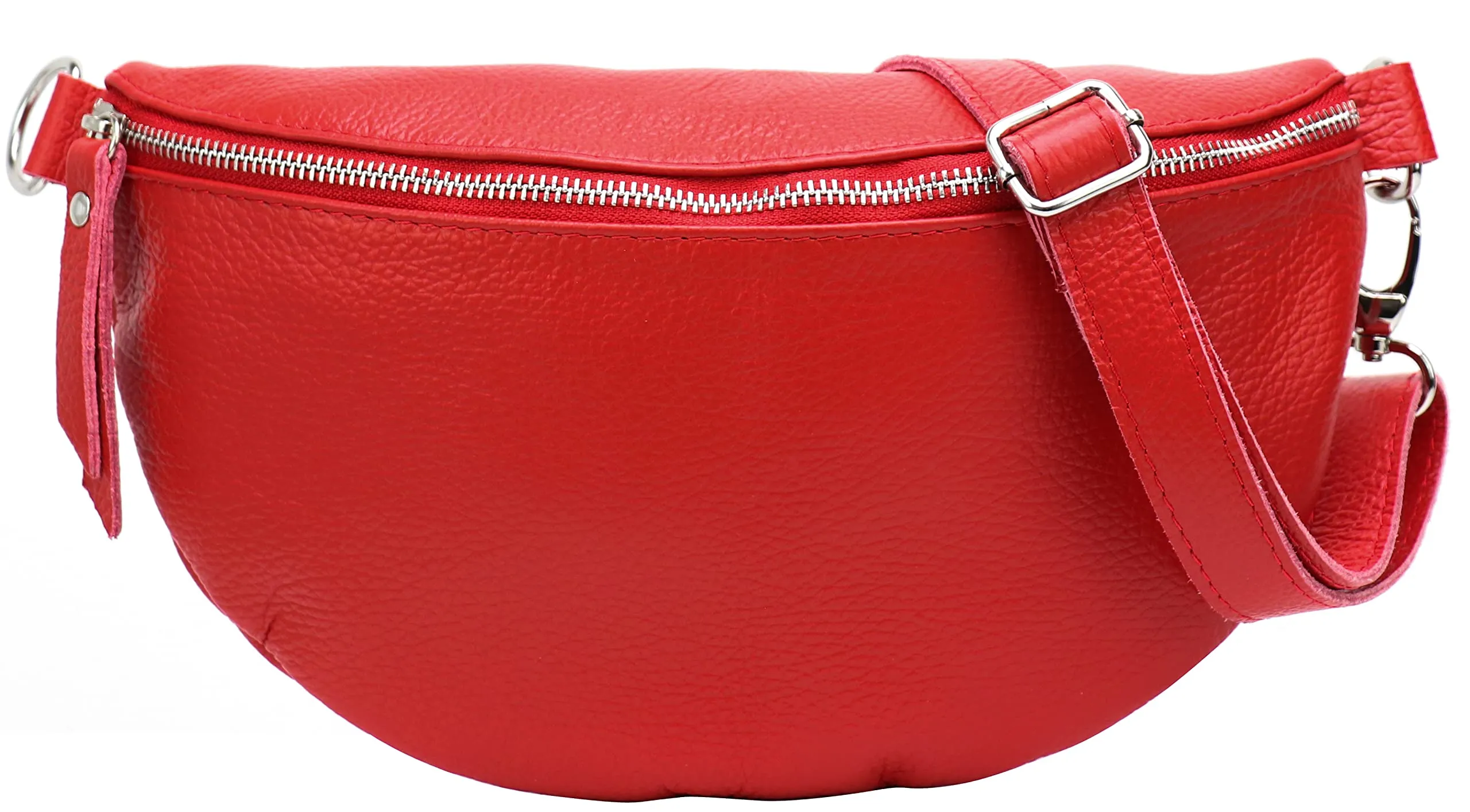 SH Leder Lala G399 Marsupio in Vera Pelle, Rosso, L - immagine 2