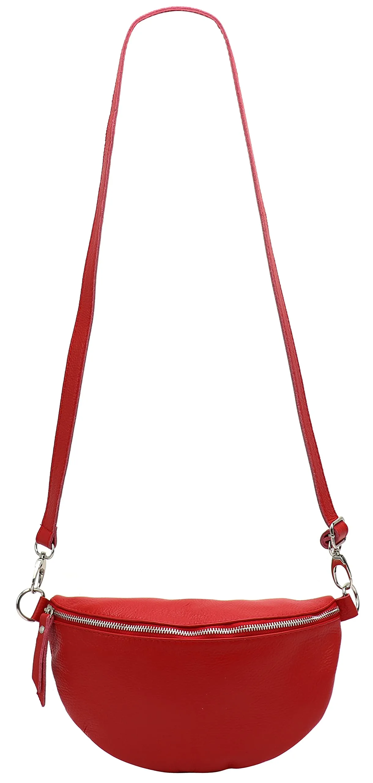 SH Leder Lala G399 Marsupio in Vera Pelle, Rosso, L - immagine 3
