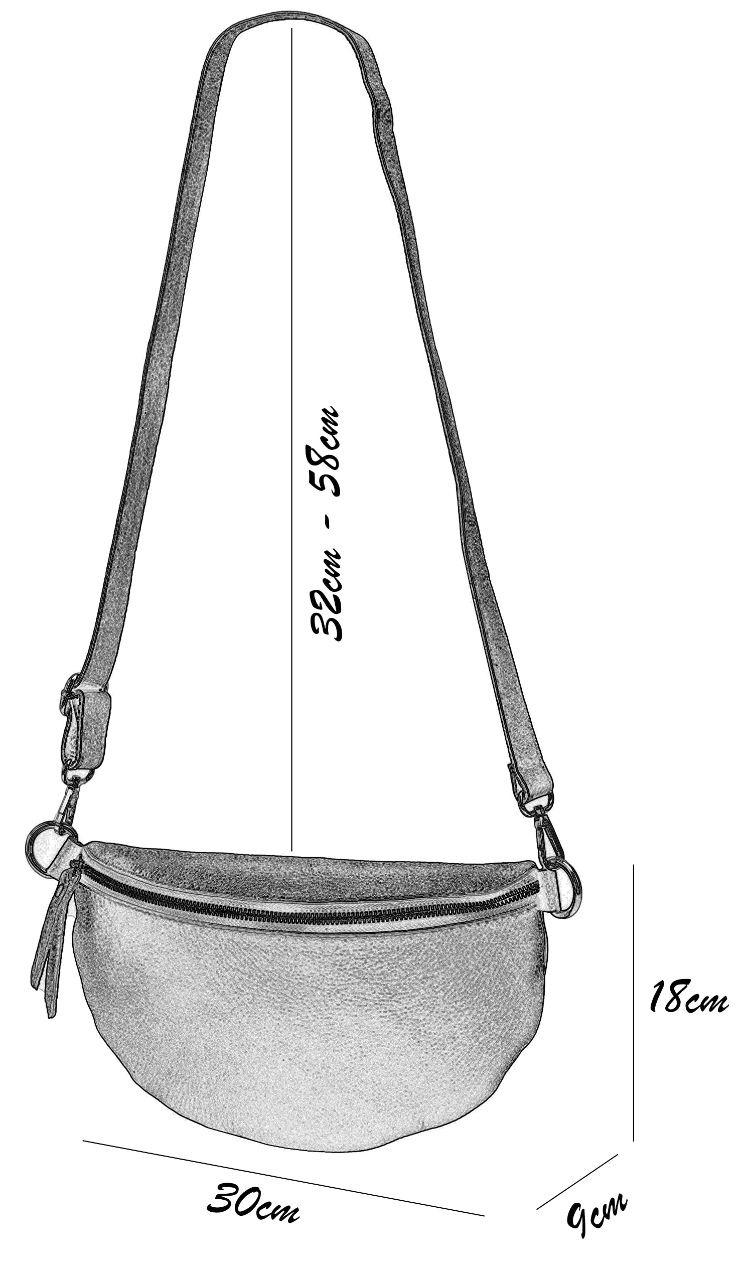 SH Leder Lala G399 Marsupio Unisex in Vera Pelle, Beige, L - immagine 4