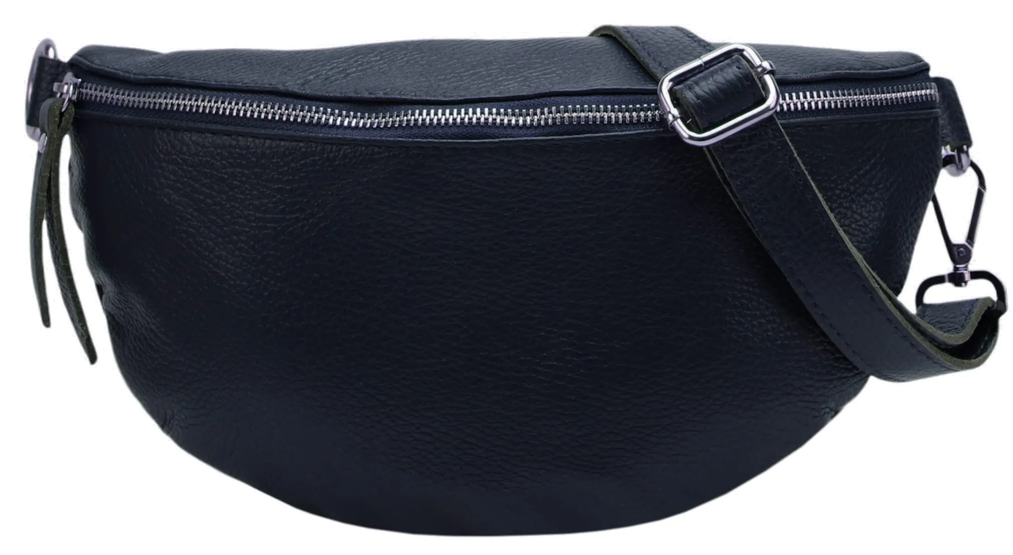 SH Leder Marsupio in Vera Pelle Unisex Lala G399, Blu Scuro, L - immagine 2