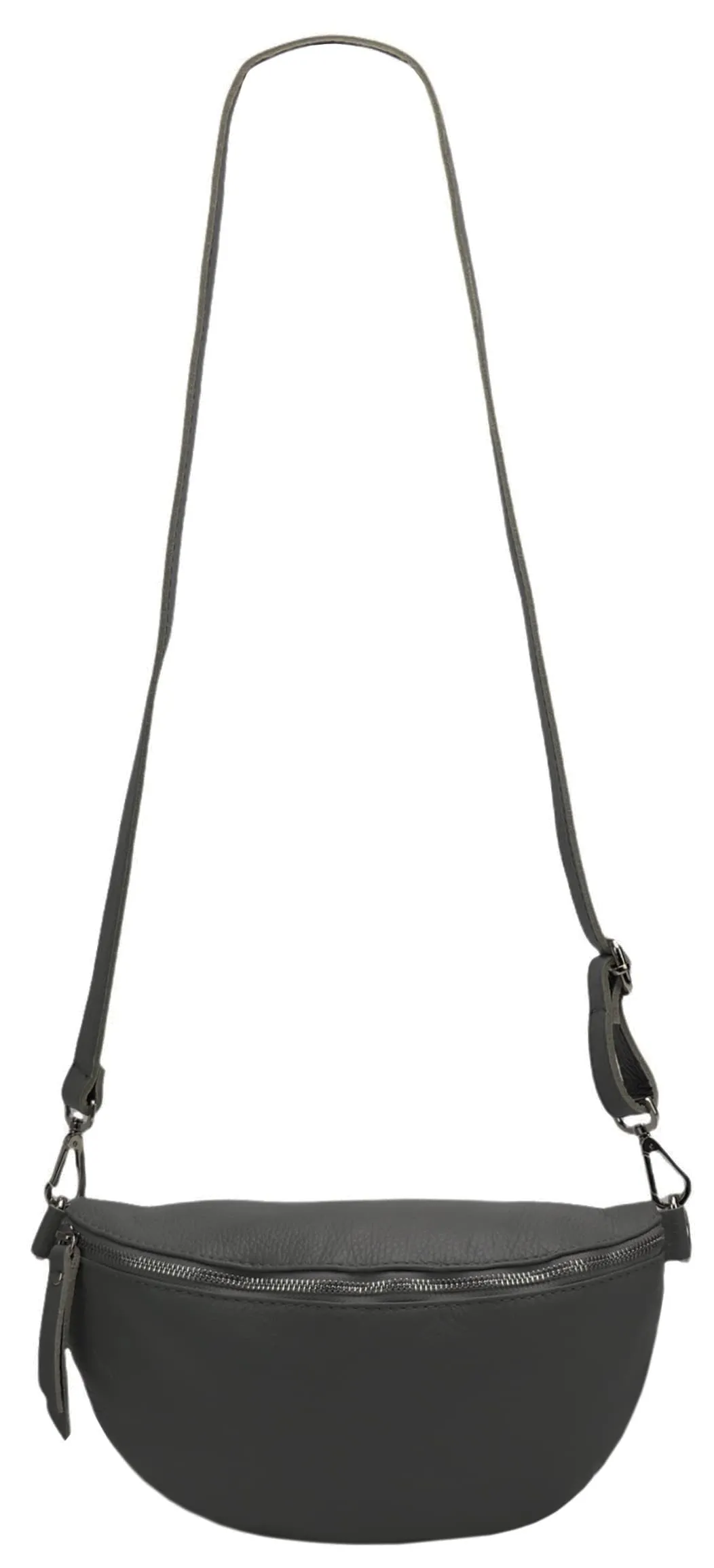 SH Leder Lala G399 Marsupio Unisex in Vera Pelle, 30 x 18 cm, Grigio Scuro, L - immagine 3
