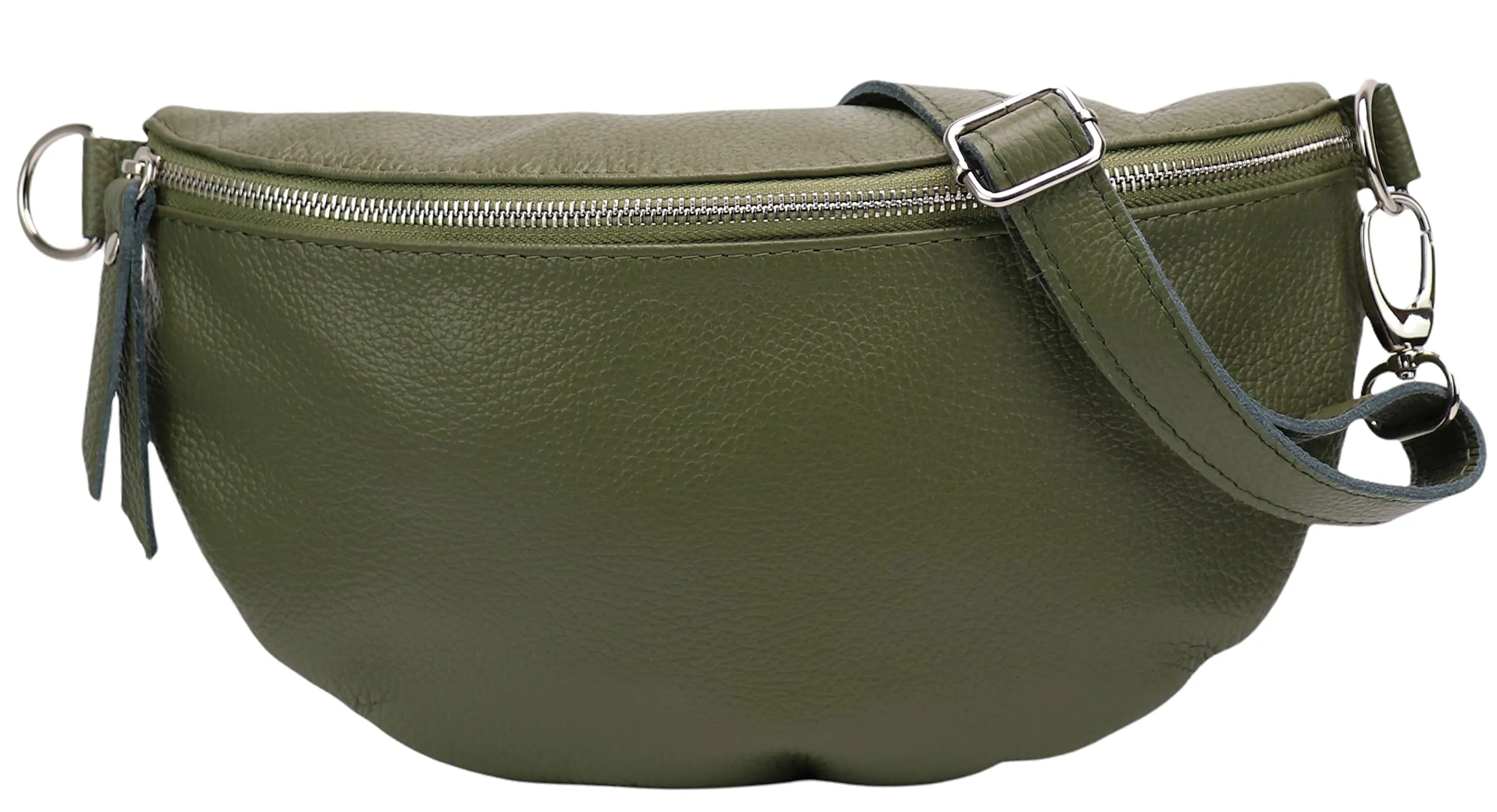SH Leder Marsupio in Vera Pelle Unisex Lala G399, Verde Oliva, L - immagine 2