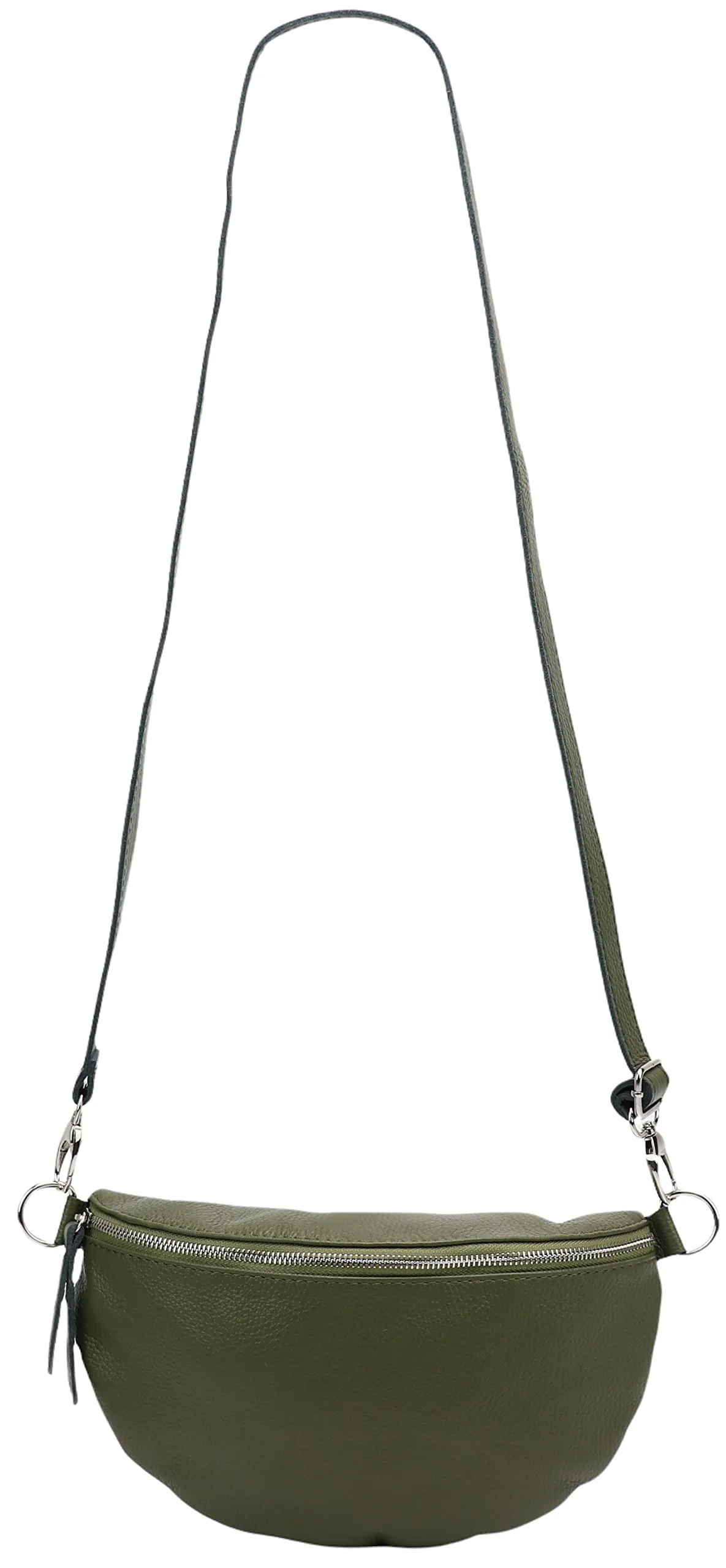 SH Leder Marsupio in Vera Pelle Unisex Lala G399, Verde Oliva, L - immagine 3