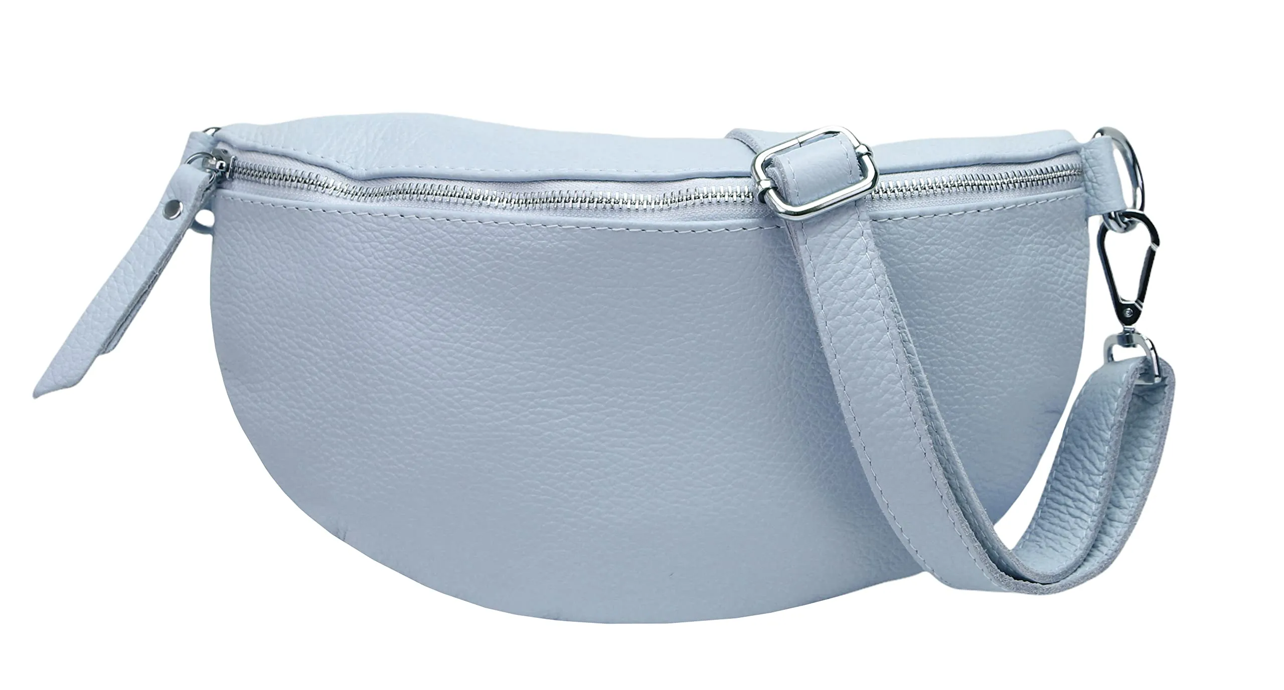 SH Leder Marsupio in Vera Pelle Unisex Lala G399, Azzurro, L - immagine 2