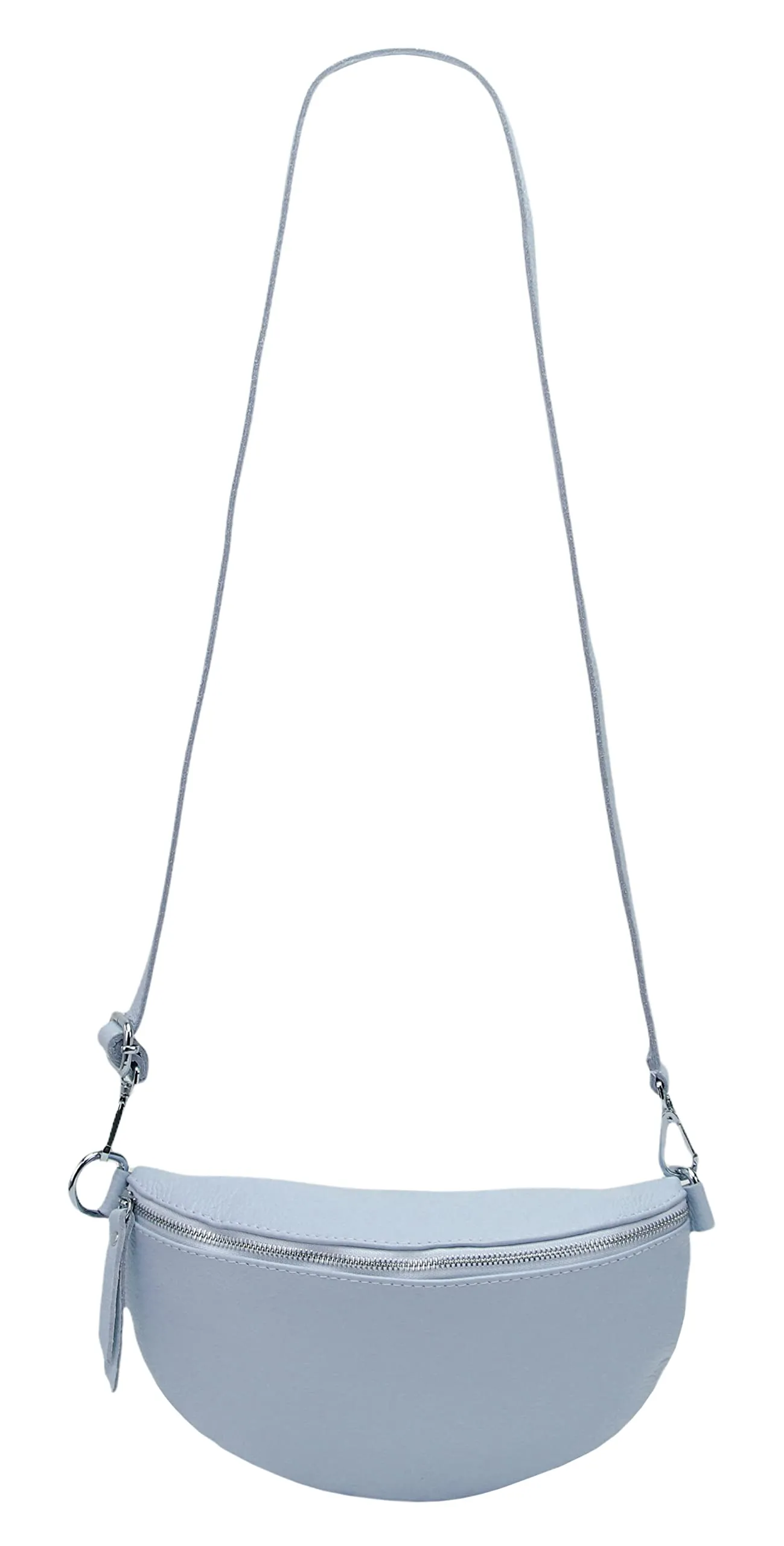 SH Leder Marsupio in Vera Pelle Unisex Lala G399, Azzurro, L - immagine 3