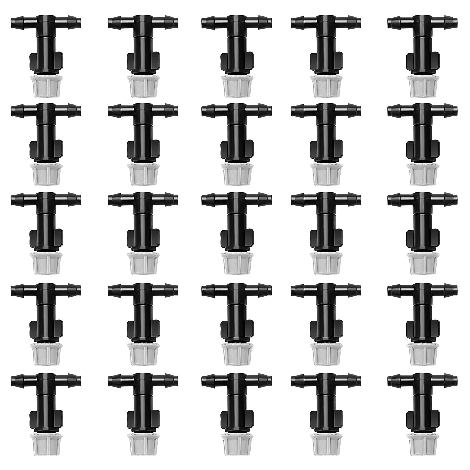 VooGenzek Kit Ugelli Nebulizzatori con Connettori a T, 25 Pezzi, Grigio - immagine 1