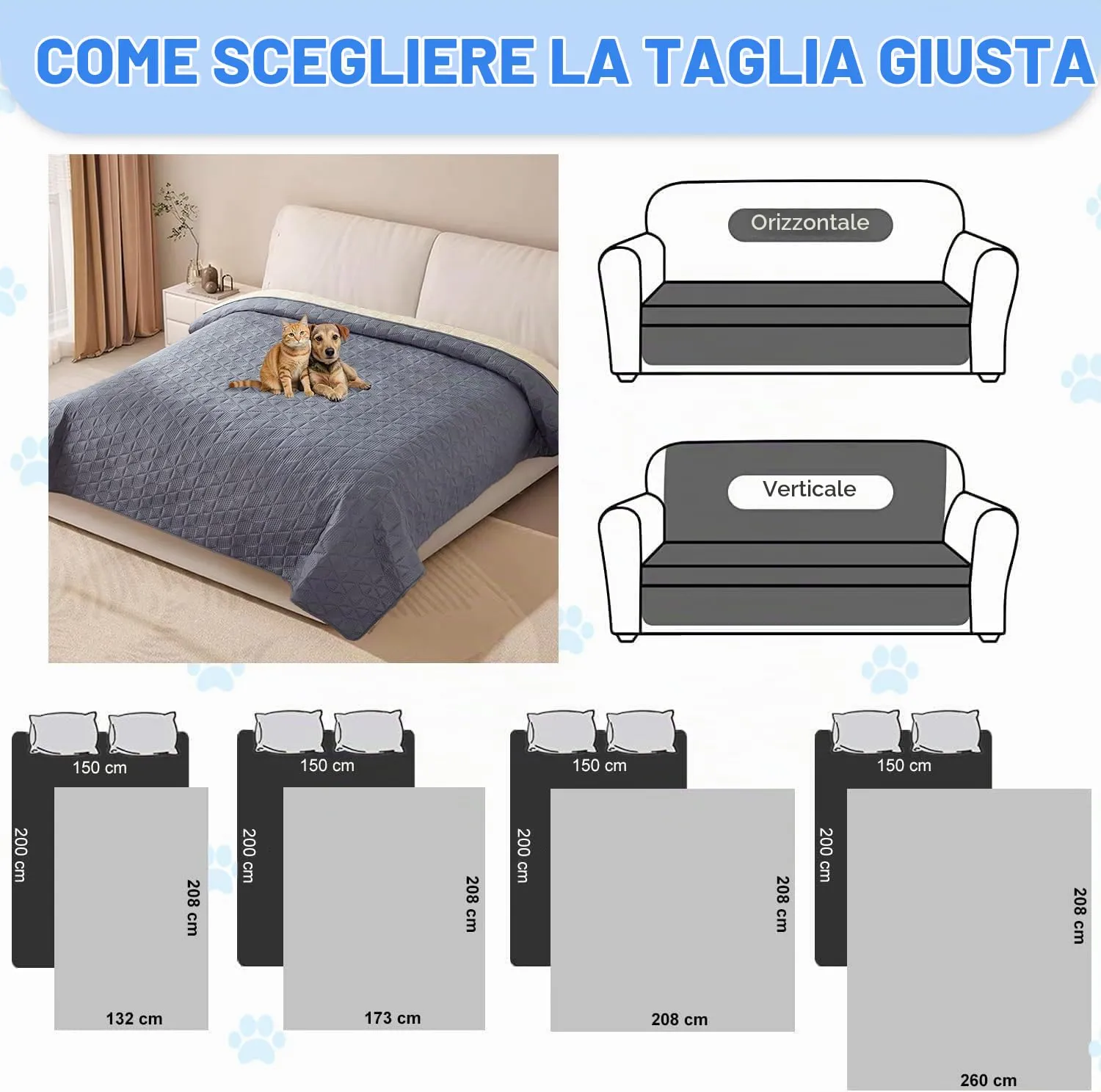Taiyang Copridivano Impermeabile Antiscivolo per Cani e Gatti, Grigio, 76-180cm - immagine 5