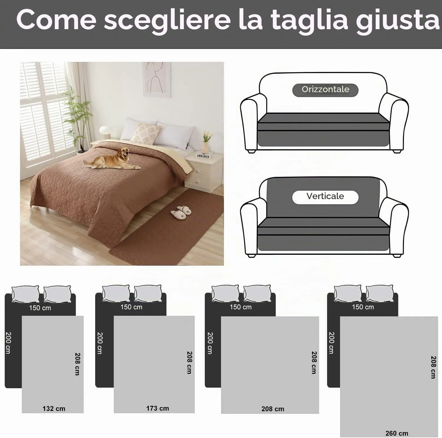 Taiyang Copridivano Impermeabile Antiscivolo per Cani, Gatti e Bambini, Marrone Metallizzato, 208x208cm - immagine 4