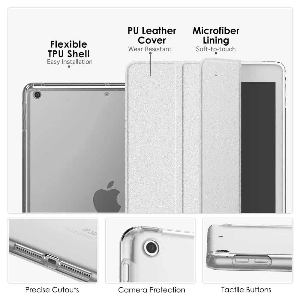 MoKo Cover per iPad 9a/8a/7a Gen 10,2" 2021/2020/2019, Bianco - immagine 4